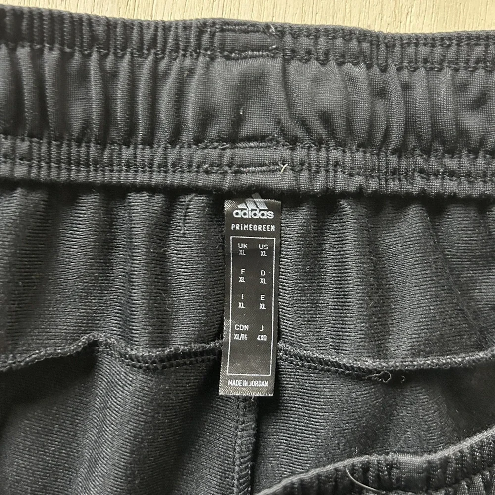 Adidas Track Pants Mens XL‎ Black Primegreen 3-Stripes Elastic Waist Pockets